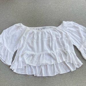 white, off-the-shoulder top. cropped size small